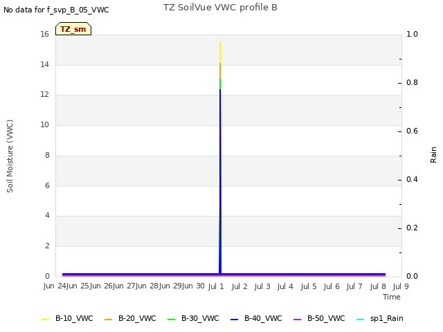 plot of TZ SoilVue VWC profile B