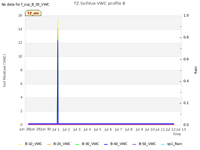 plot of TZ SoilVue VWC profile B