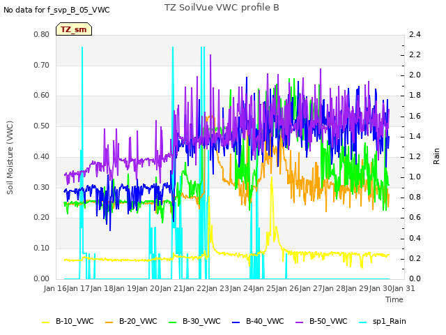 plot of TZ SoilVue VWC profile B