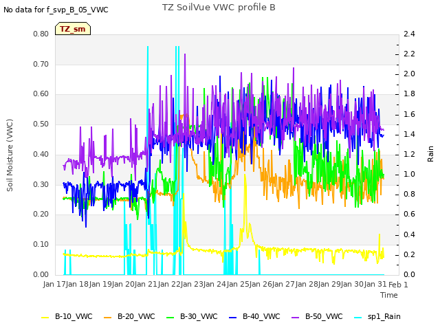 plot of TZ SoilVue VWC profile B