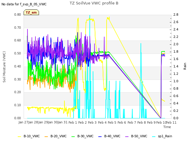 plot of TZ SoilVue VWC profile B