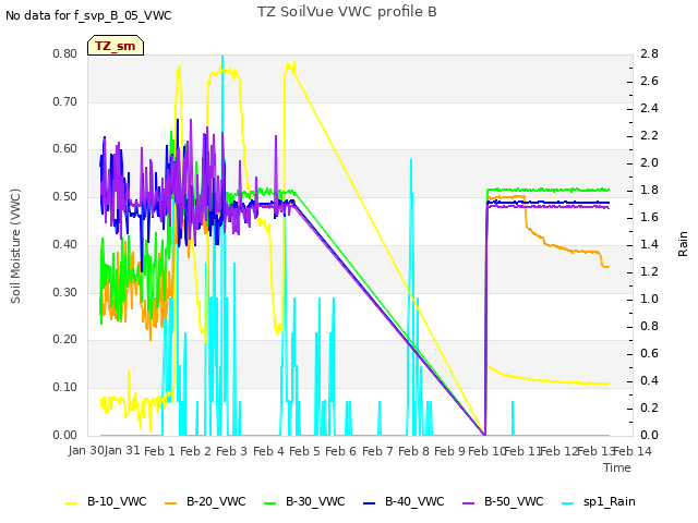 plot of TZ SoilVue VWC profile B