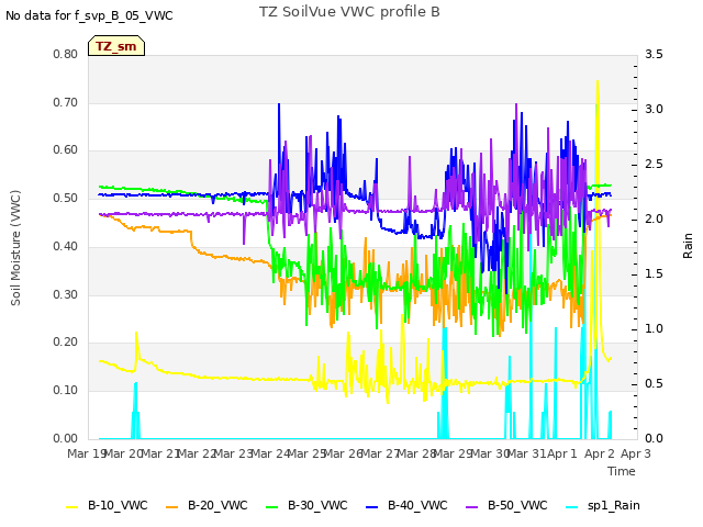 plot of TZ SoilVue VWC profile B