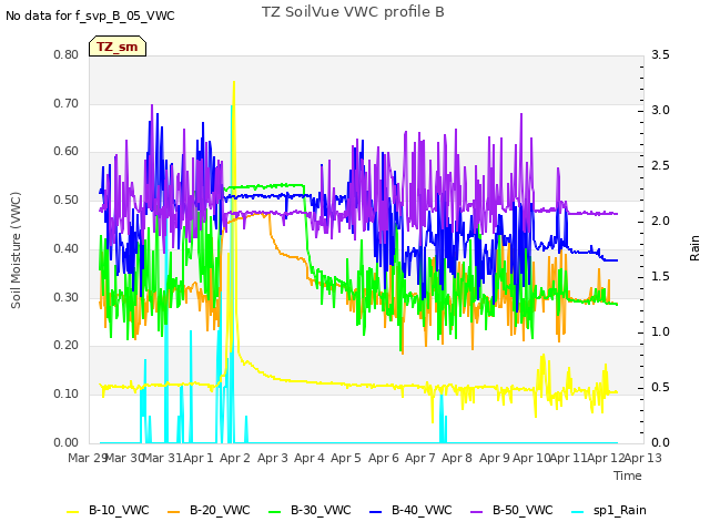 plot of TZ SoilVue VWC profile B