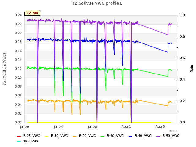 Explore the graph:TZ SoilVue VWC profile B in a new window