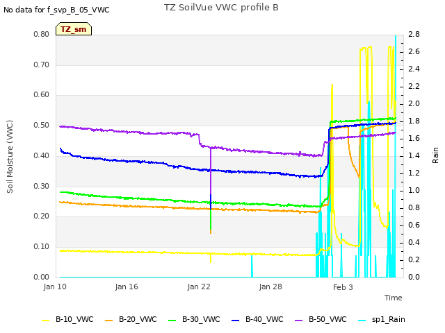 Graph showing TZ SoilVue VWC profile B