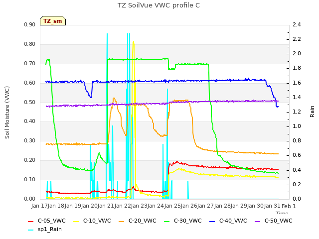 plot of TZ SoilVue VWC profile C