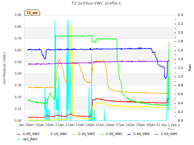 plot of TZ SoilVue VWC profile C