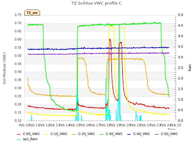 plot of TZ SoilVue VWC profile C