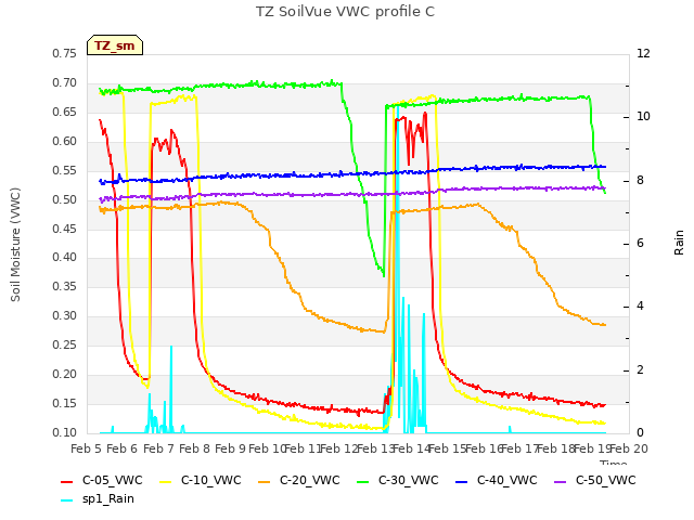 plot of TZ SoilVue VWC profile C