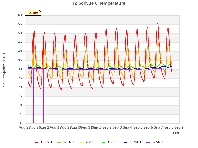 plot of TZ SoilVue C Temperature