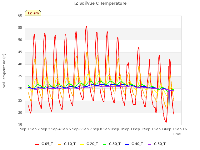 plot of TZ SoilVue C Temperature