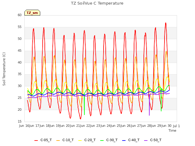 plot of TZ SoilVue C Temperature