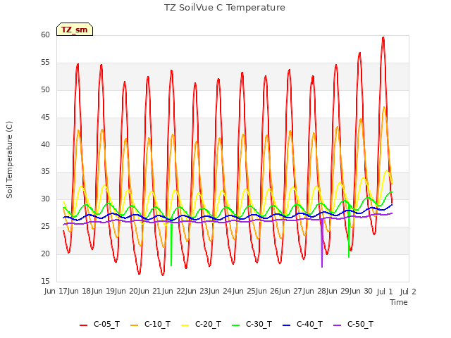 plot of TZ SoilVue C Temperature