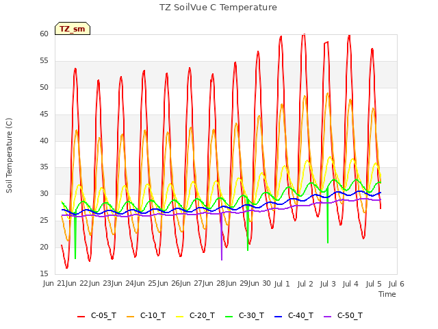 plot of TZ SoilVue C Temperature