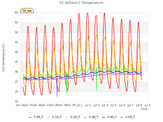 plot of TZ SoilVue C Temperature