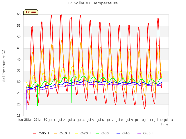 plot of TZ SoilVue C Temperature