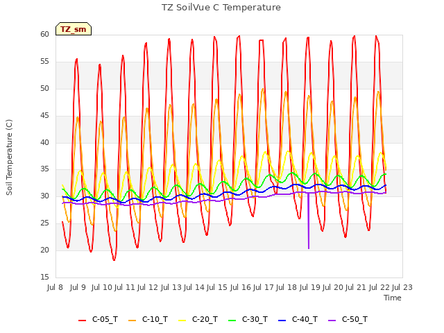 plot of TZ SoilVue C Temperature