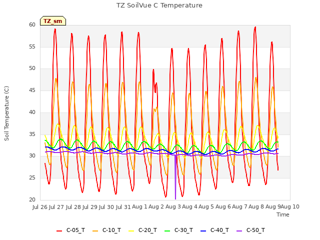 plot of TZ SoilVue C Temperature