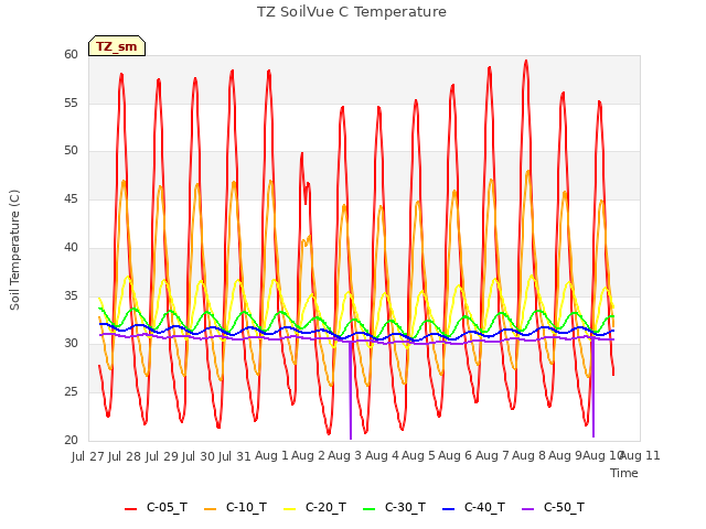 plot of TZ SoilVue C Temperature