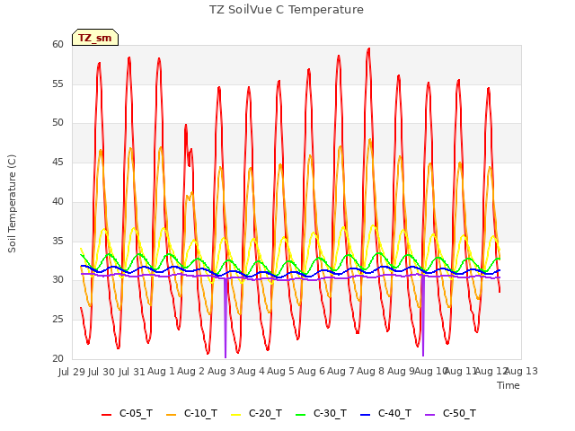 plot of TZ SoilVue C Temperature