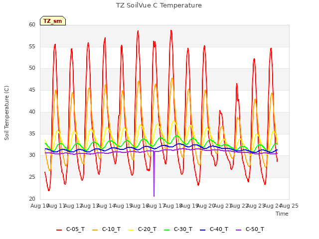 plot of TZ SoilVue C Temperature