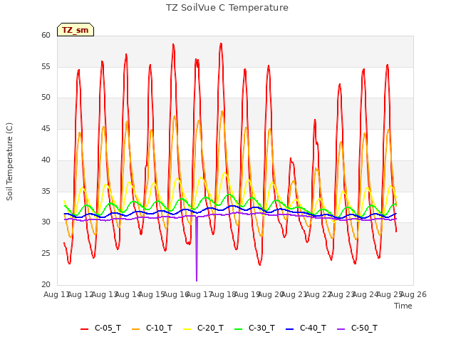 plot of TZ SoilVue C Temperature