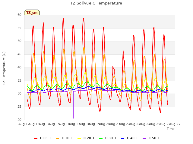 plot of TZ SoilVue C Temperature