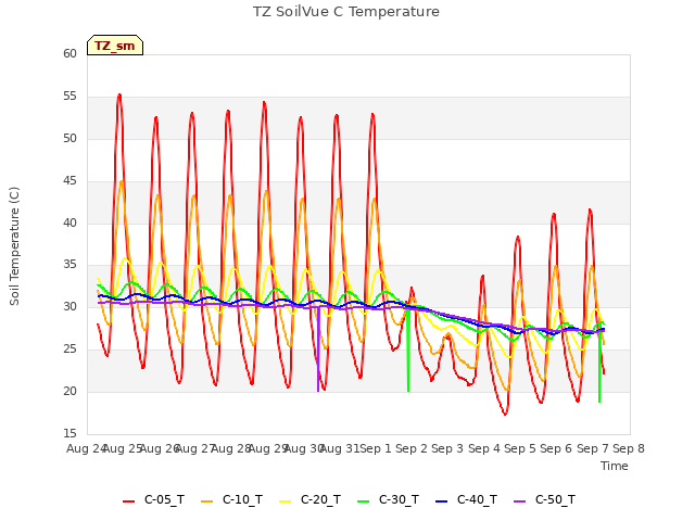 plot of TZ SoilVue C Temperature