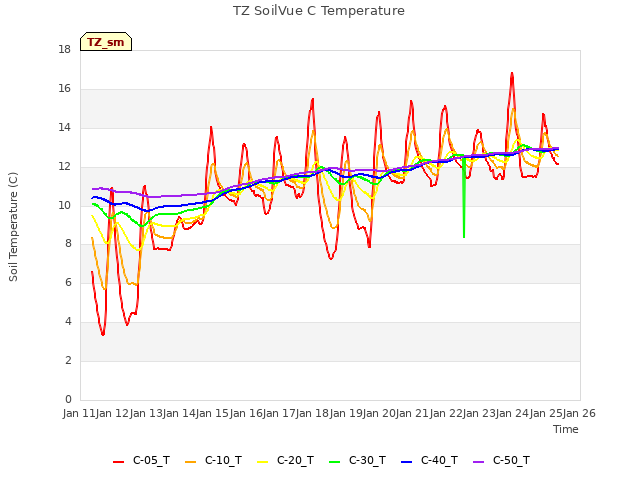 plot of TZ SoilVue C Temperature