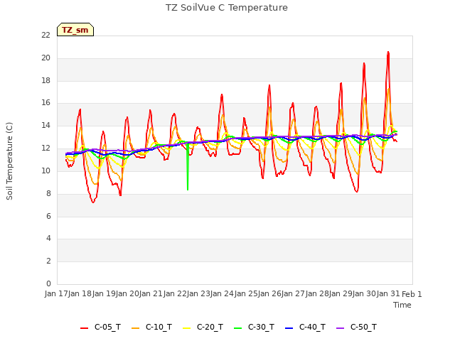 plot of TZ SoilVue C Temperature