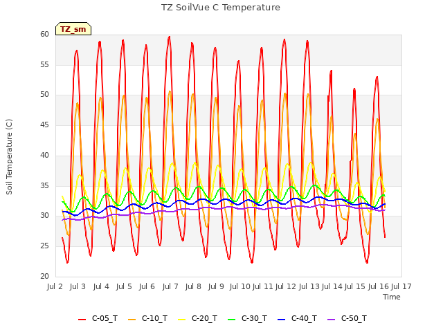 plot of TZ SoilVue C Temperature