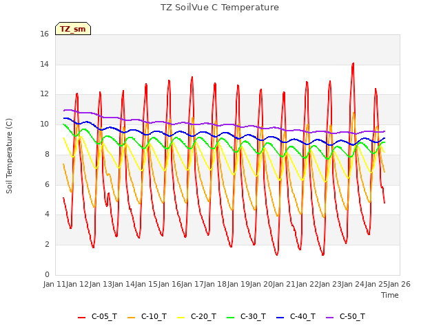 plot of TZ SoilVue C Temperature