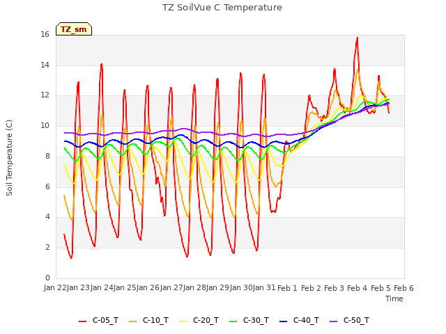 plot of TZ SoilVue C Temperature