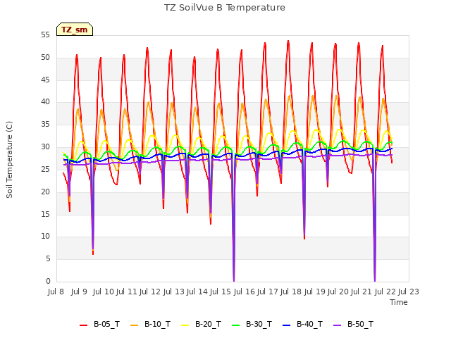 plot of TZ SoilVue B Temperature