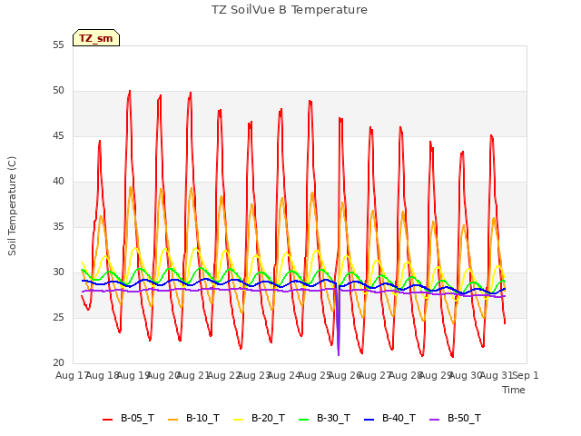 plot of TZ SoilVue B Temperature