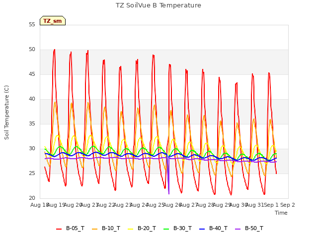 plot of TZ SoilVue B Temperature