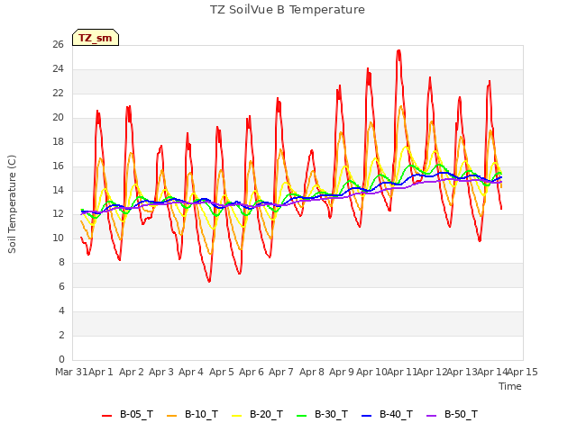 plot of TZ SoilVue B Temperature