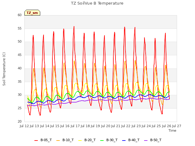 plot of TZ SoilVue B Temperature