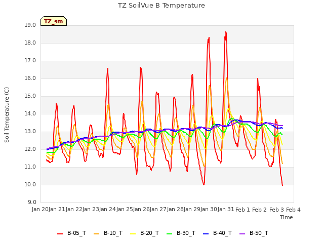 plot of TZ SoilVue B Temperature