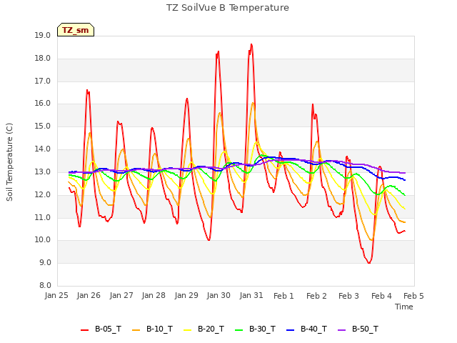 plot of TZ SoilVue B Temperature