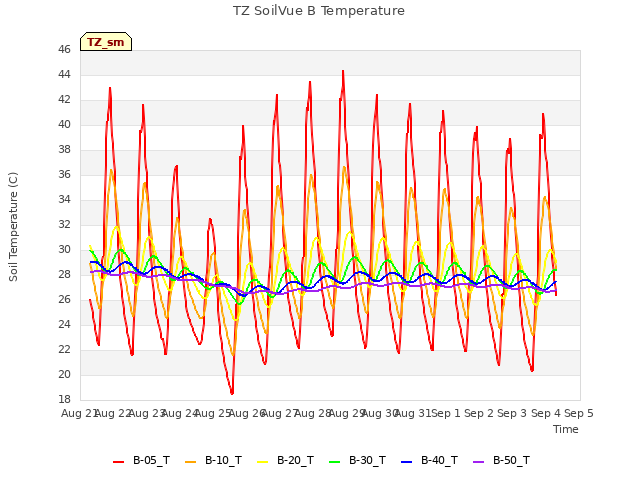 plot of TZ SoilVue B Temperature