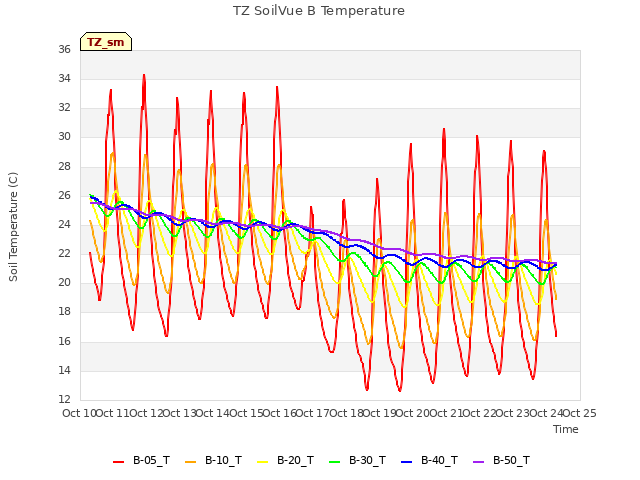 plot of TZ SoilVue B Temperature