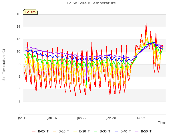 Graph showing TZ SoilVue B Temperature