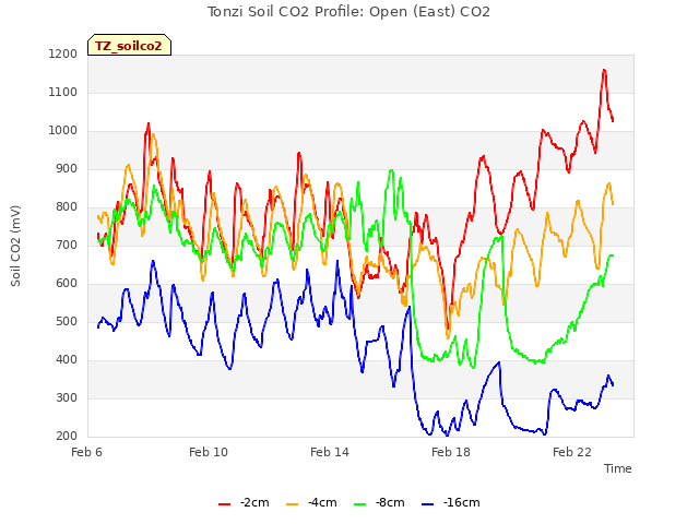 Explore the graph:Tonzi Soil CO2 Profile: Open (East) CO2 in a new window