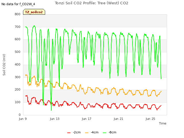 Explore the graph:Tonzi Soil CO2 Profile: Tree (West) CO2 in a new window