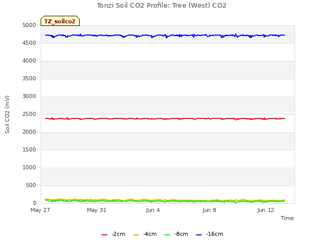 Explore the graph:Tonzi Soil CO2 Profile: Tree (West) CO2 in a new window