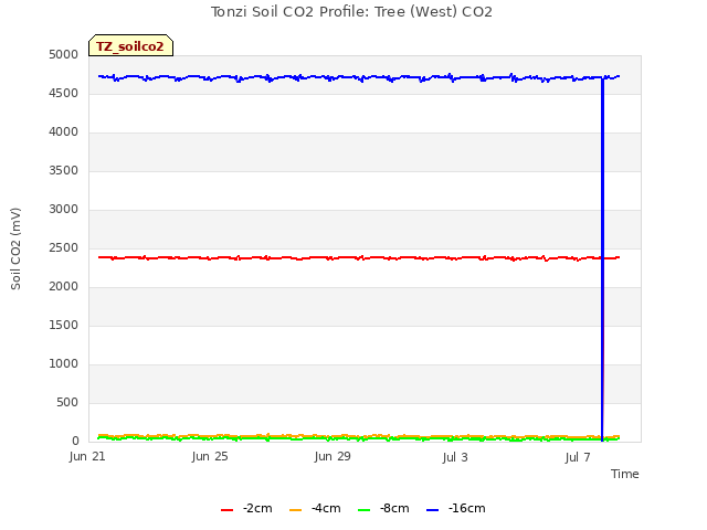 Explore the graph:Tonzi Soil CO2 Profile: Tree (West) CO2 in a new window