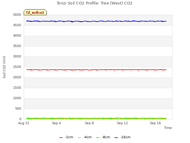 Explore the graph:Tonzi Soil CO2 Profile: Tree (West) CO2 in a new window