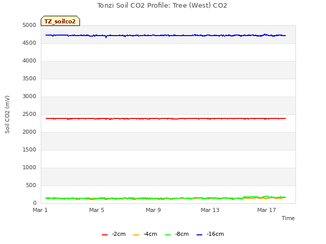 Explore the graph:Tonzi Soil CO2 Profile: Tree (West) CO2 in a new window